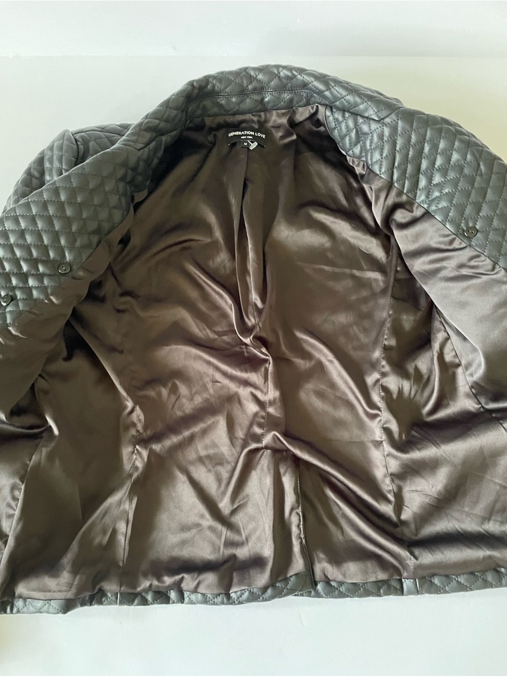 Generation Love Angie Quilted Vegan Leather Blazer Jacket Black 
Size M - Picture 7 of 13